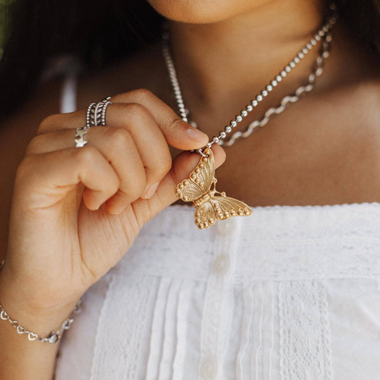 Butterfly Brass Charm Necklace 