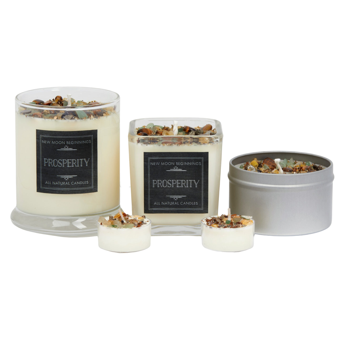 Prosperity Candle Round Tin - Soy Candles - Herb & Crystal Candle