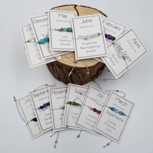 Handmade Birthday Stone Natural Stone Bracelet with Card