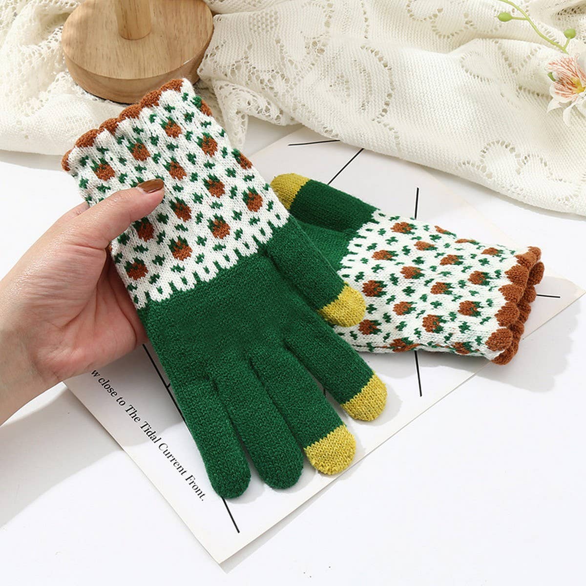 Cute Knit Gloves for Women – Touchscreen Warm
