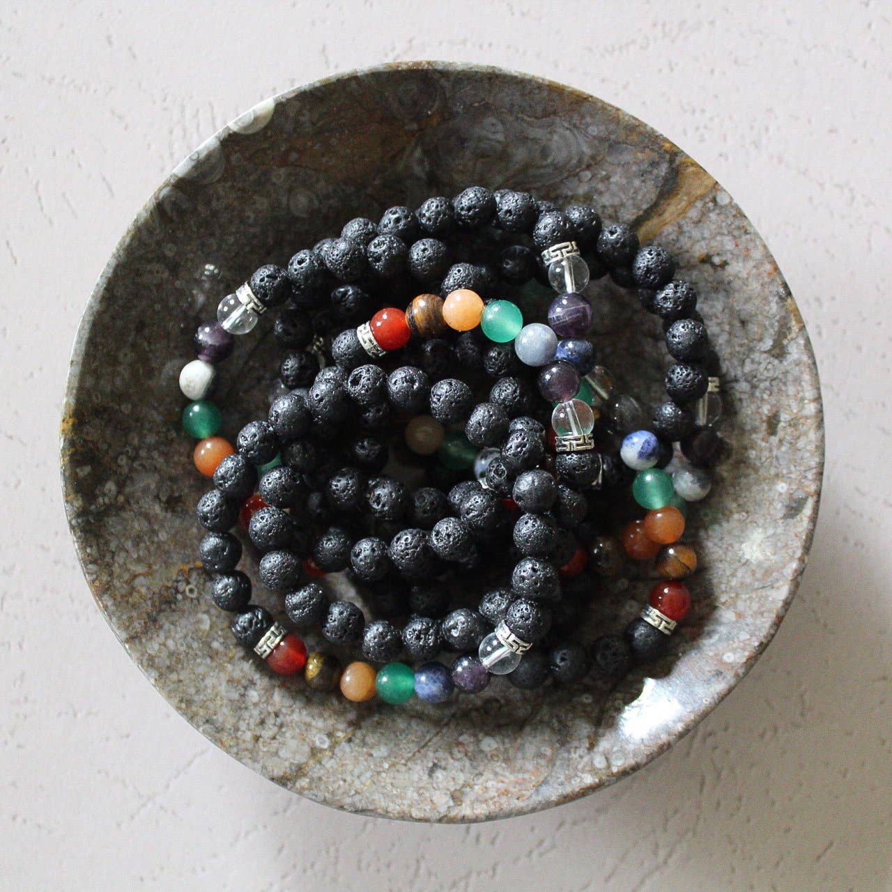 Seven Chakra Bracelet with Lava Beads 8mm