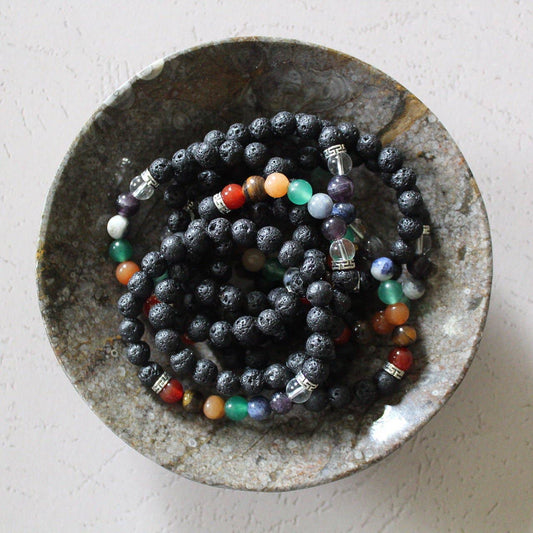Seven Chakra Bracelet with Lava Beads 8mm