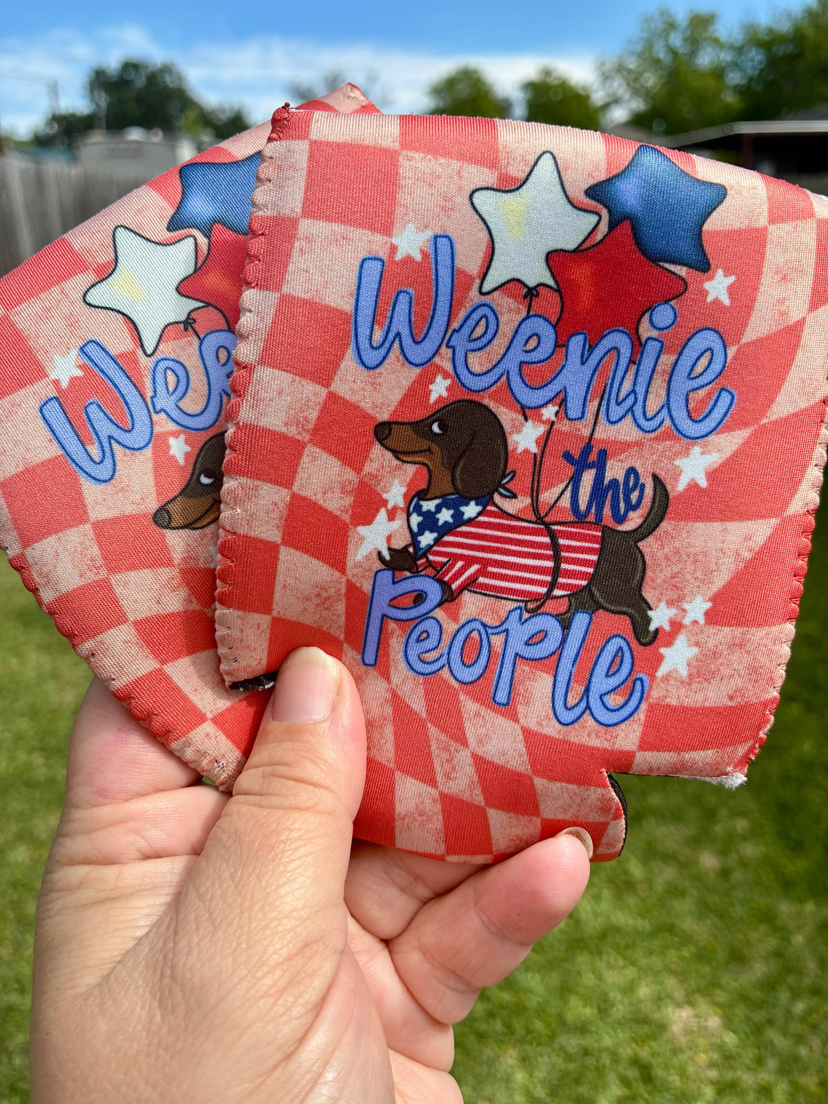 Weenie the people 4th of July koozies