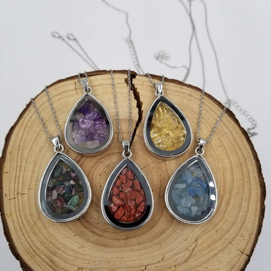 Natural Crushed Stone Wishing Necklace