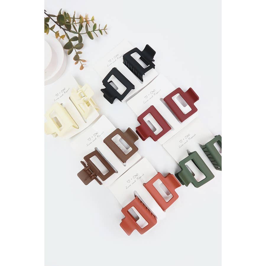 Matte Small Cut Out Rectangle Hair Claw