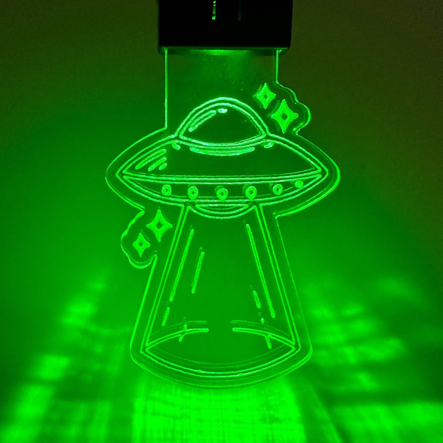 UFO Alien Ship LED Keychain with Clip