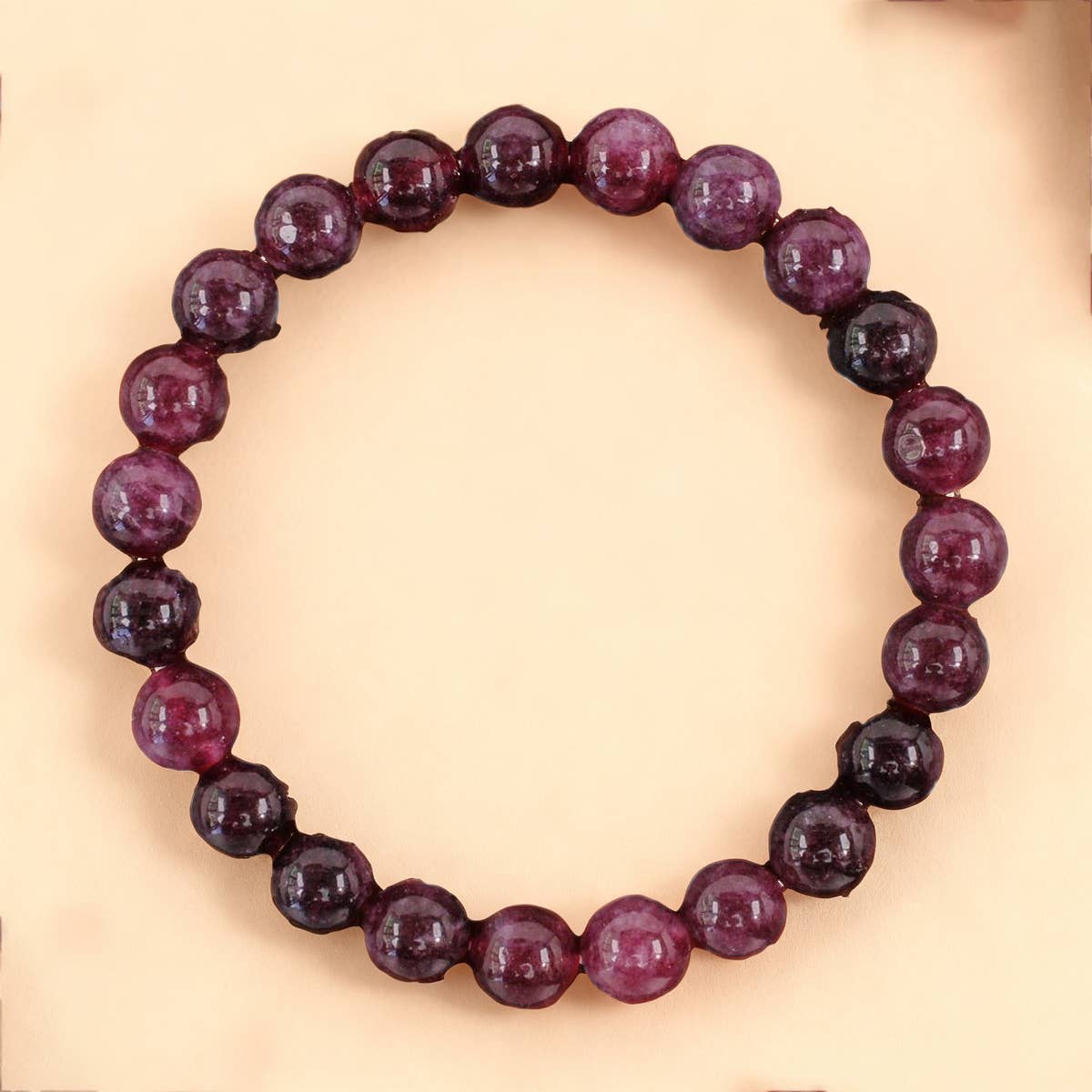 Cherry Red Garnet Beaded Bracelet_CWMM11319