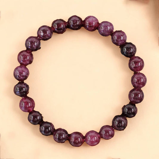 Cherry Red Garnet Beaded Bracelet_CWMM11319