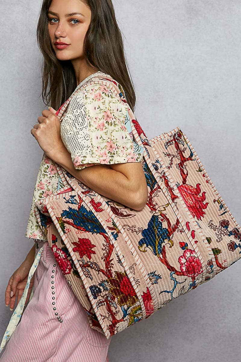 Quilted Large Everyday Tote Bag-POL