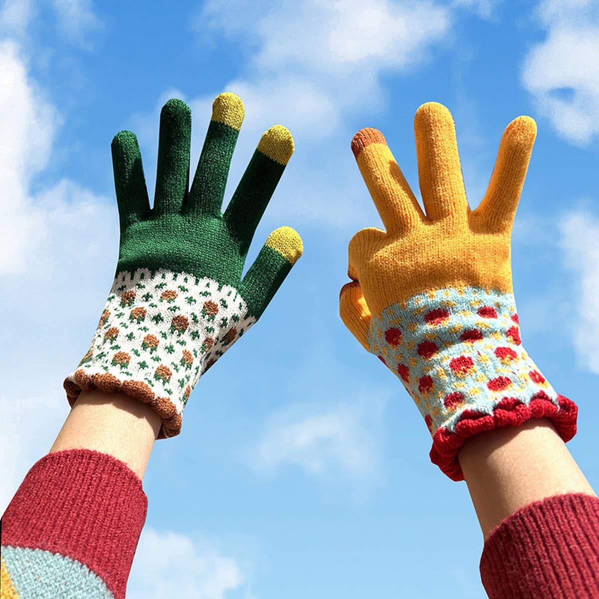 Cute Knit Gloves for Women – Touchscreen Warm