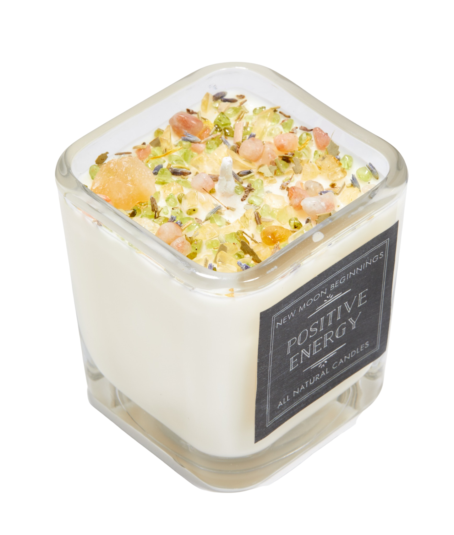 Positive Energy Candle Round Tin- Soy Candles - Herb & Crystal Candle