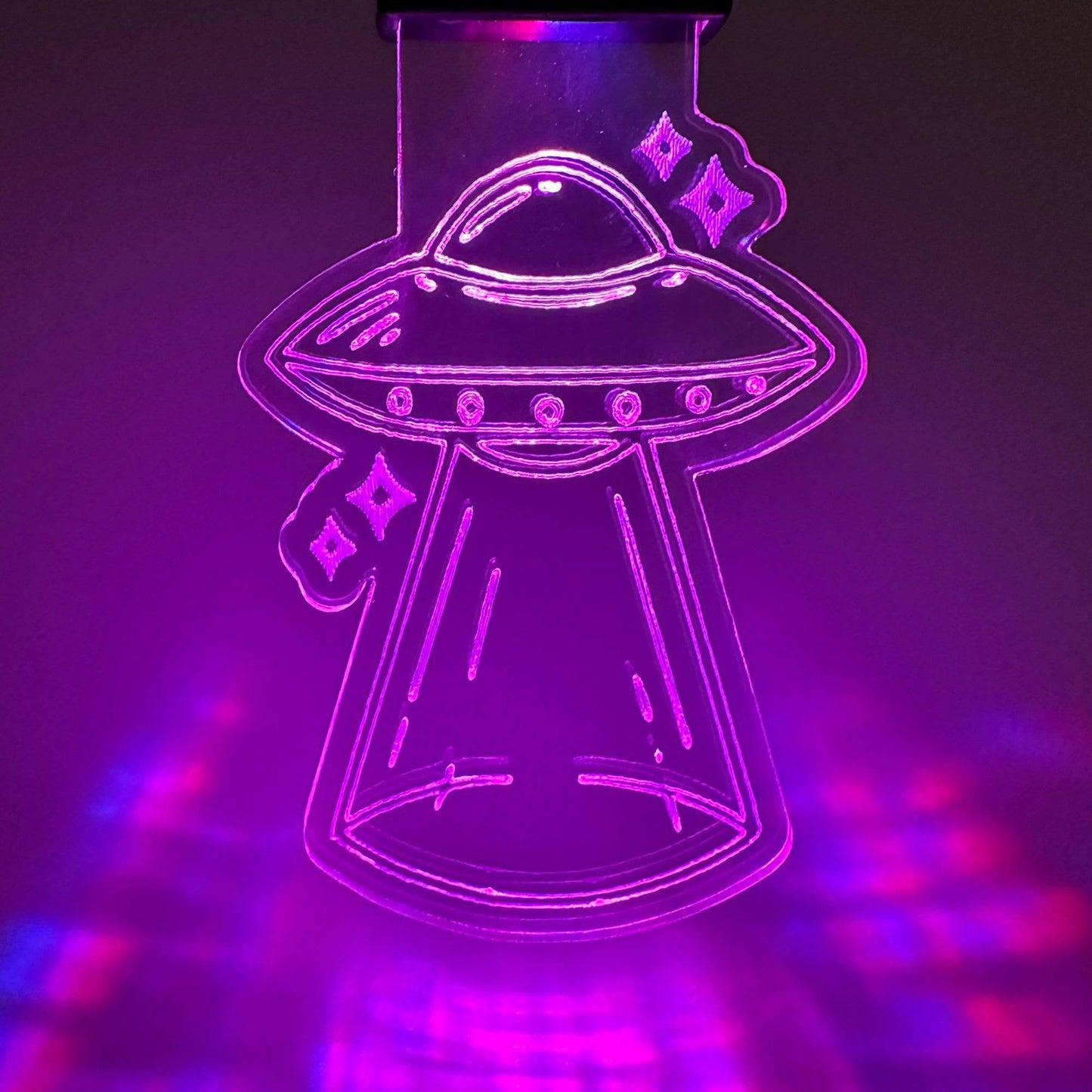 UFO Alien Ship LED Keychain with Clip