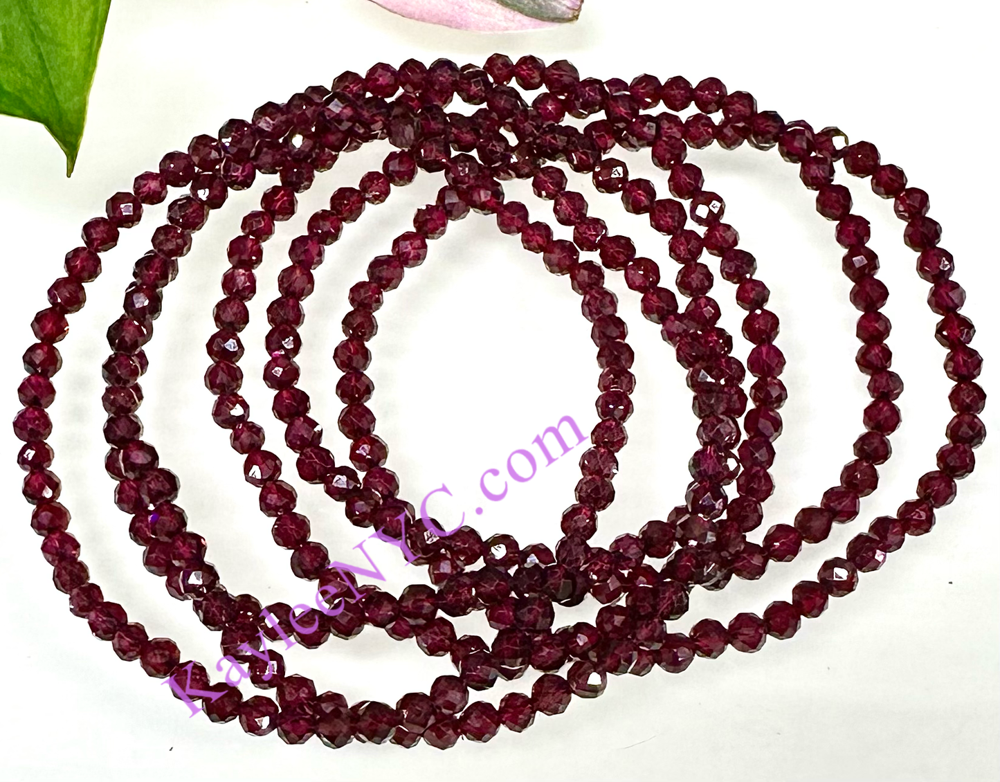 4mm Faceted Natural Garnet 7.5”Crystal Bracelet
