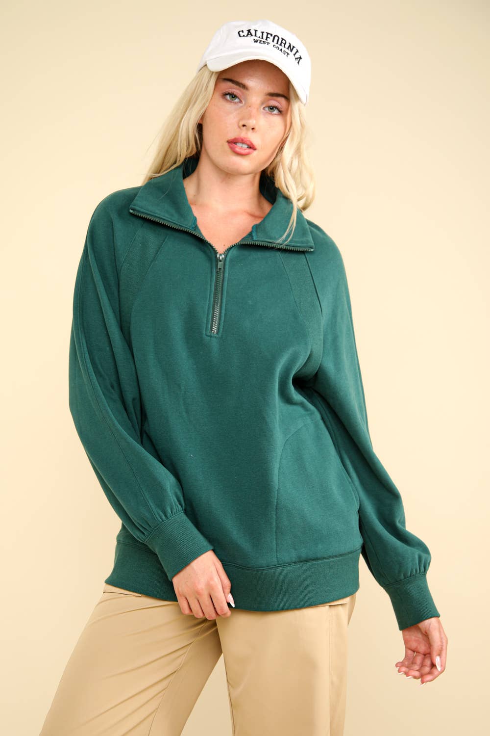 NT11849-Oversized Sweatshirt Henley Knit Top