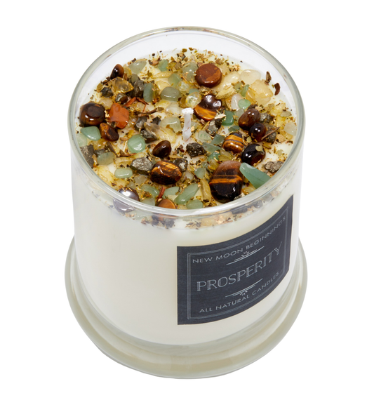 Prosperity Candle Round Tin - Soy Candles - Herb & Crystal Candle
