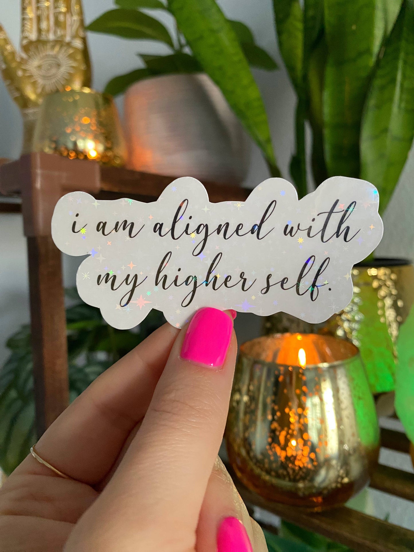 I am aligned with my higher self sticker / Spiritual sticker (holographic)