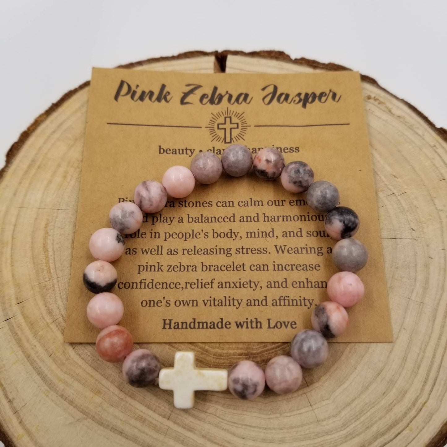Natural Stone Cross Chakra Bracelet