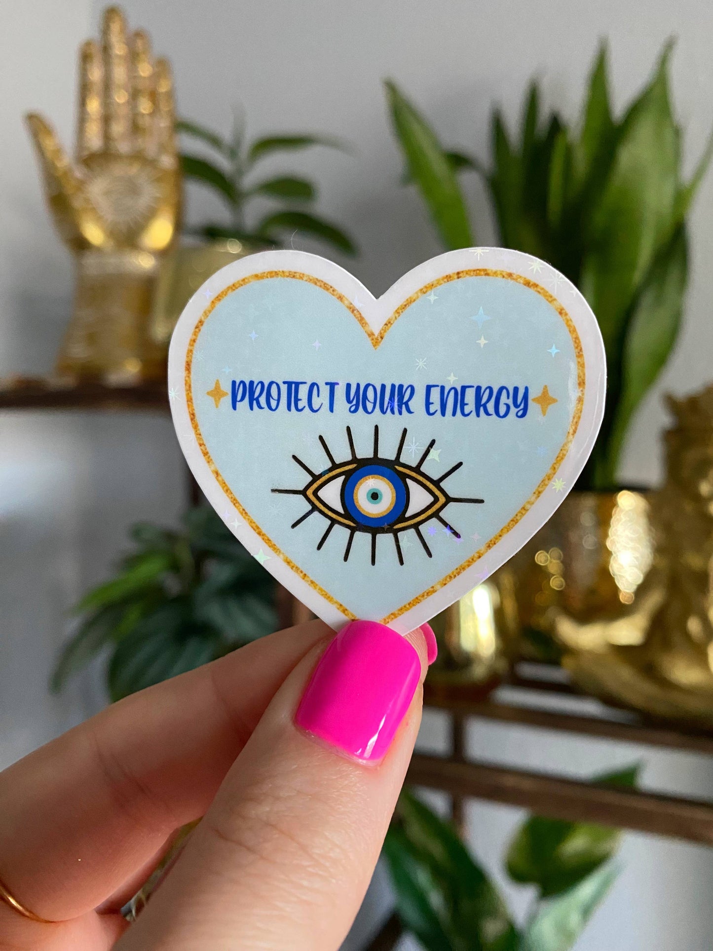 Protect your energy evil eye sticker (holographic)