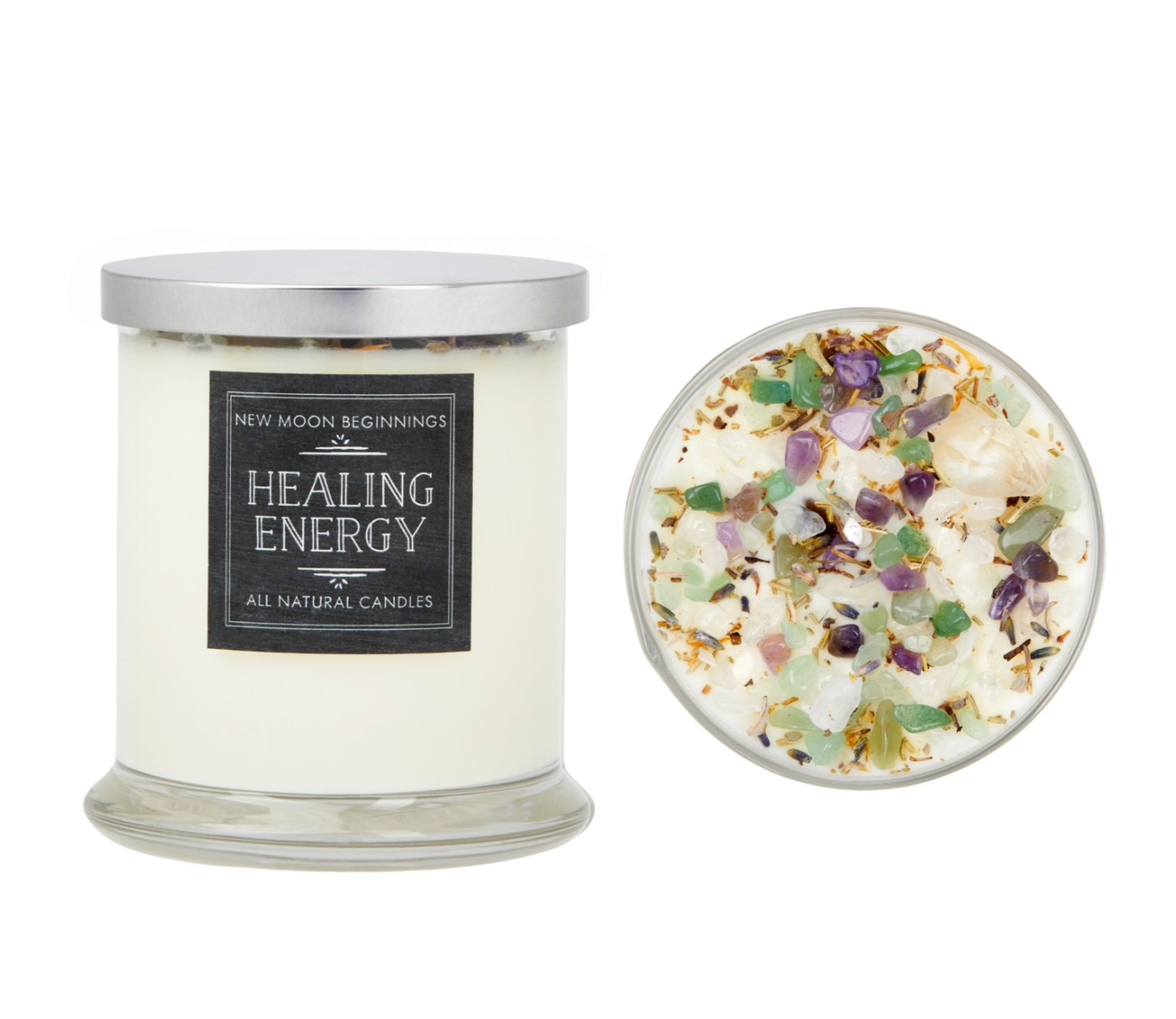 Healing Energy Candle - Herb, Flower, & Crystal Candles
