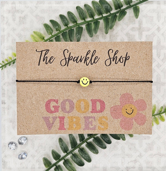 "Good Vibes" Smiley Charm Bracelet