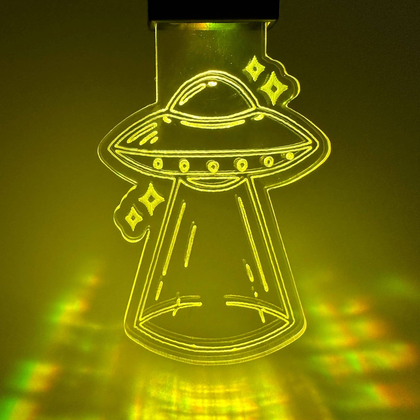UFO Alien Ship LED Keychain with Clip