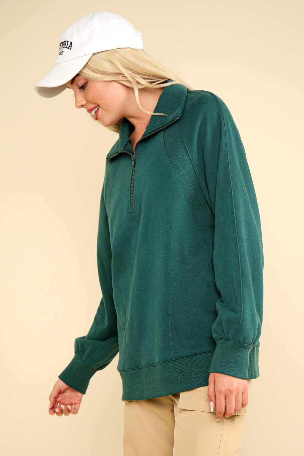 NT11849-Oversized Sweatshirt Henley Knit Top