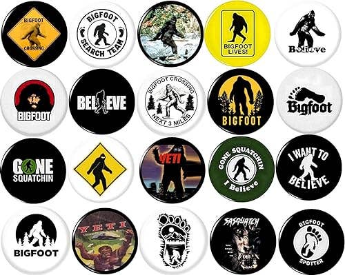Bigfoot x 20 1"inch pins SASQUATCH mystery legend hunter