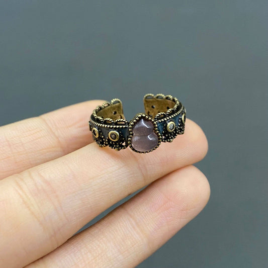 Vintage Crystal Gourd Rhinestone Bronze Adjustable Ring