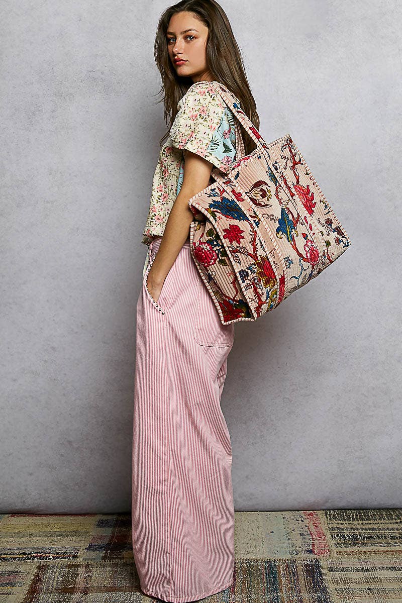 Quilted Large Everyday Tote Bag-POL