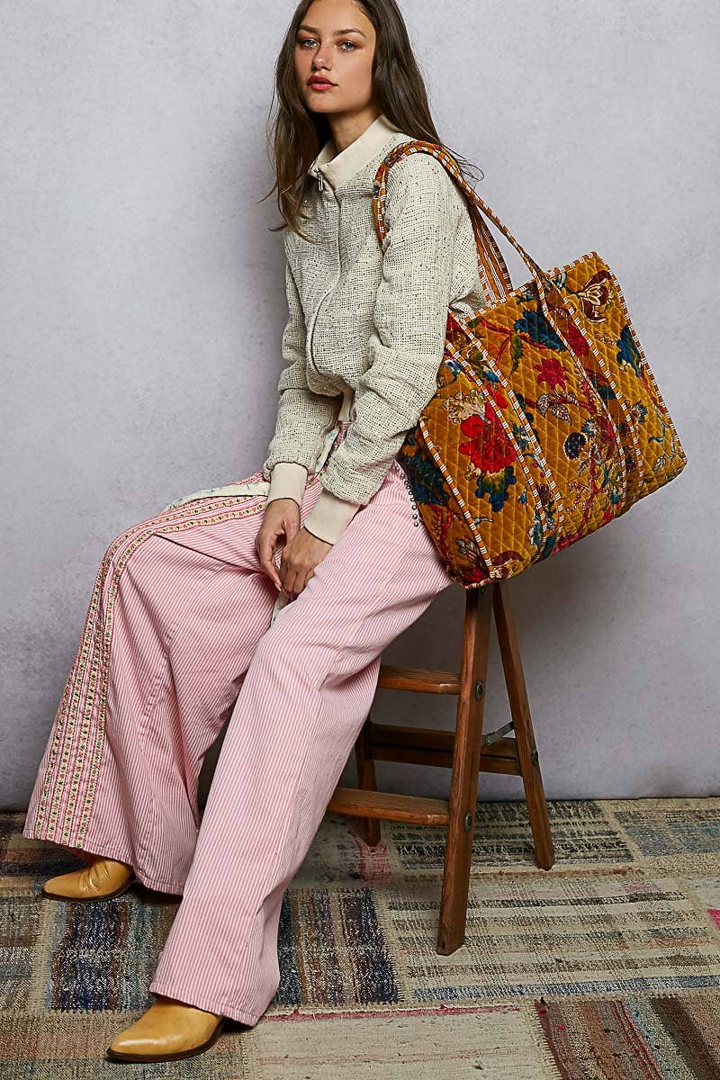 Quilted Large Everyday Tote Bag-POL