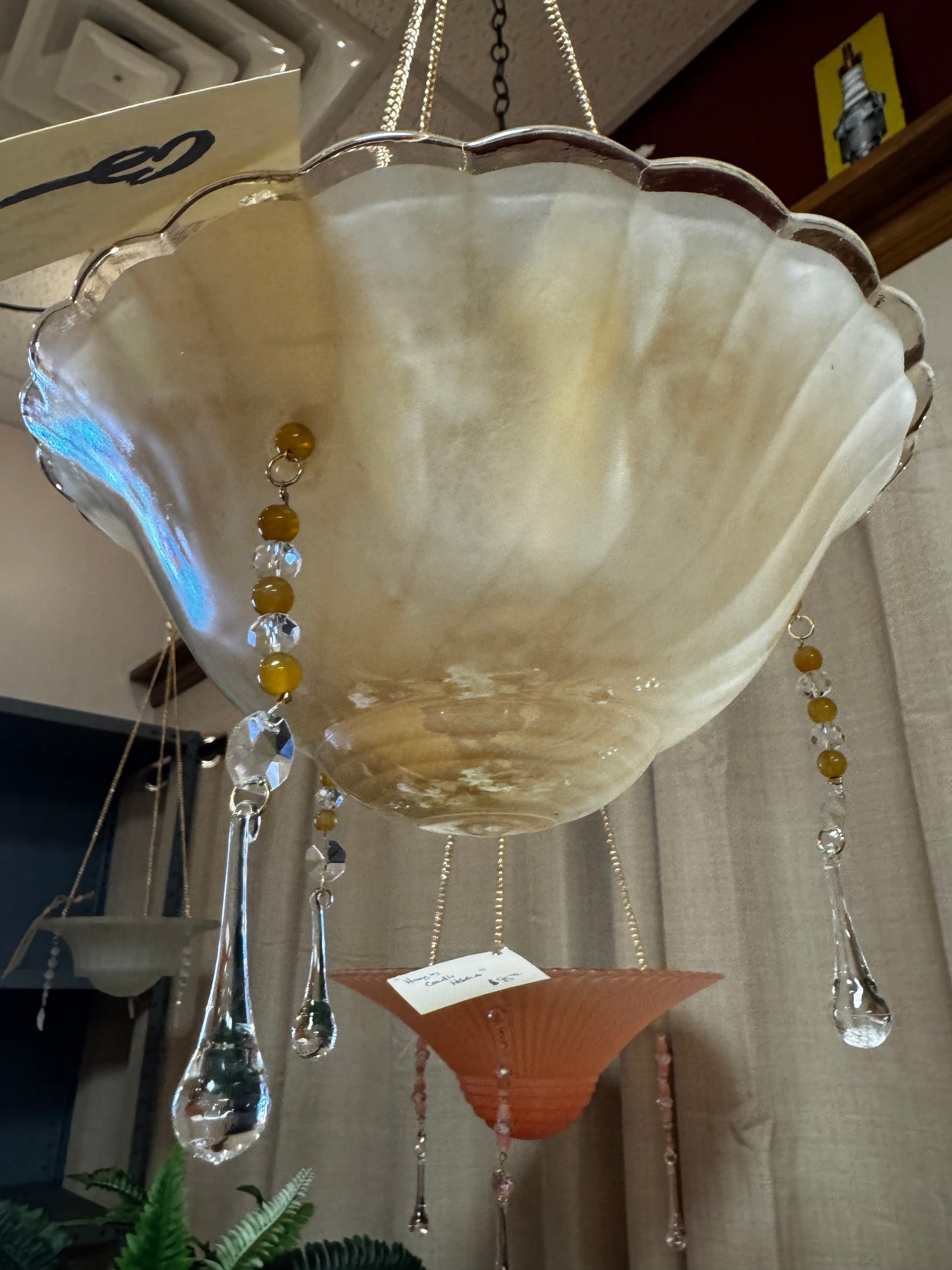 Vintage Shade Hanging Candleholder - Amber