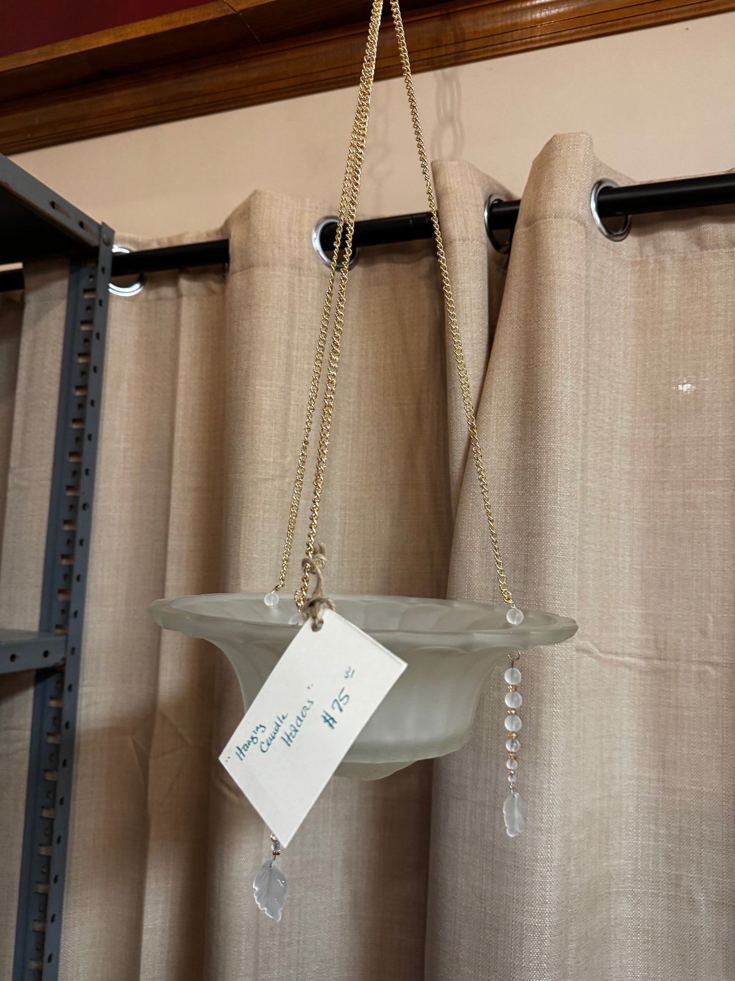 Vintage Shade Hanging Candle Holder - Frosted