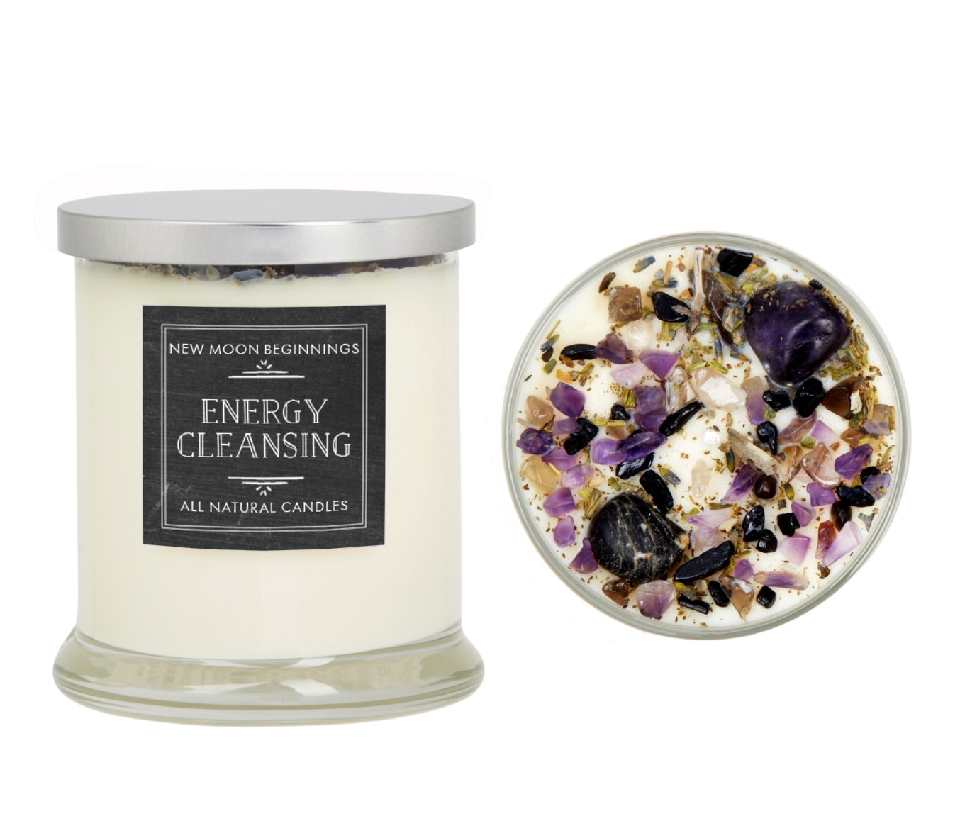 Crystal Cleansing Candles, Energy Candles 12oz Soy Candles Handmade