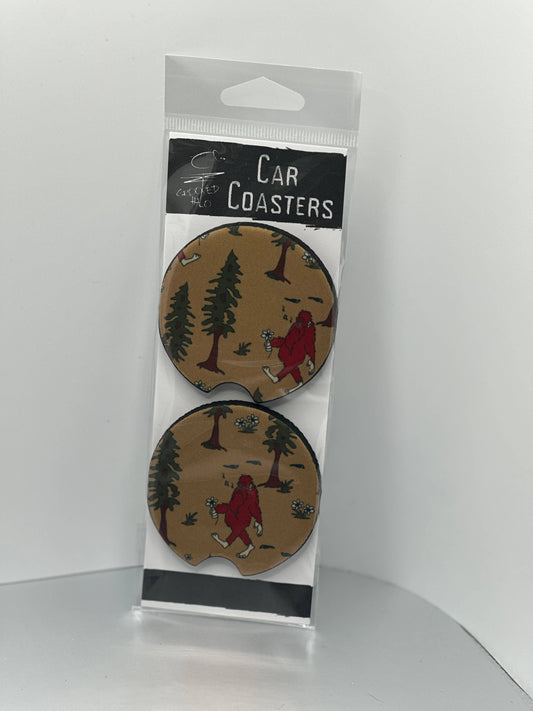 Big Foot Set of 2 Neoprene Car Coasters