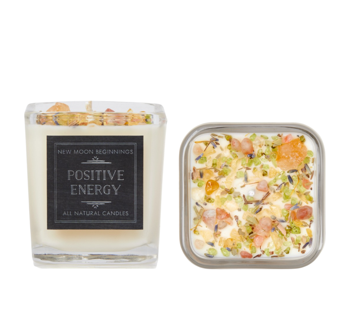 Positive Energy Candle Round Tin- Soy Candles - Herb & Crystal Candle