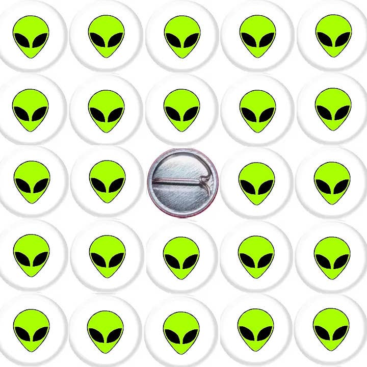 25 Aliens 1" inch (25mm) button pins UFO area 51 scifi mars