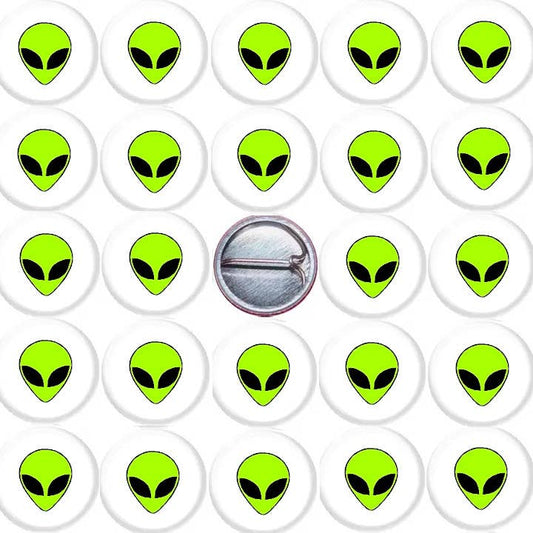 25 Aliens 1" inch (25mm) button pins UFO area 51 scifi mars