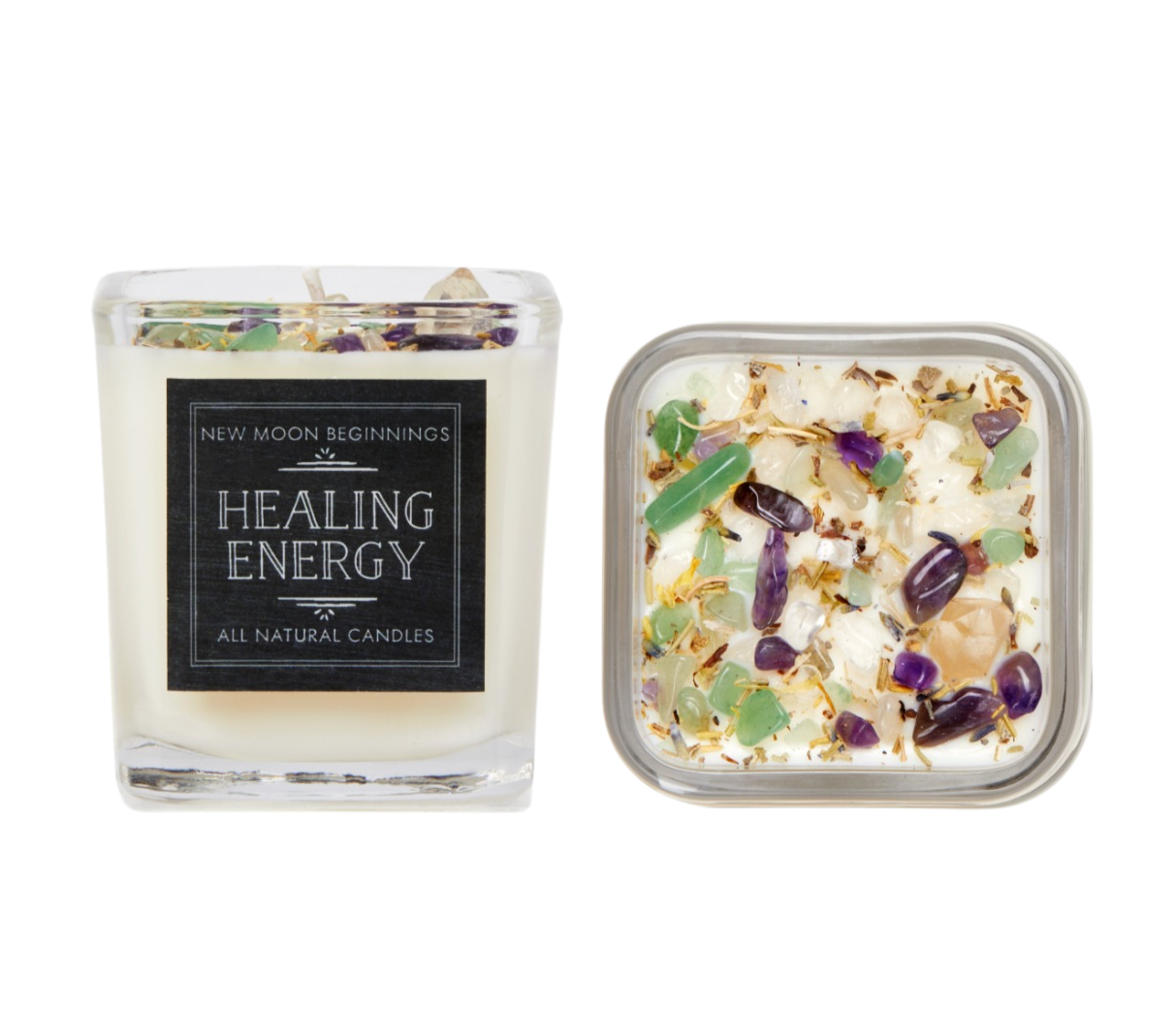 Healing Energy Candle - Herb, Flower, & Crystal Candles