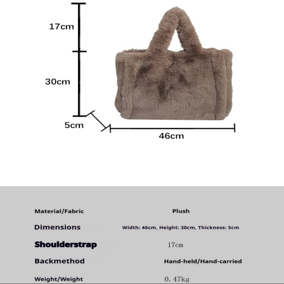 Plush Shoulder Tote Bag Fluffy Underarm Purse_CUAB00585