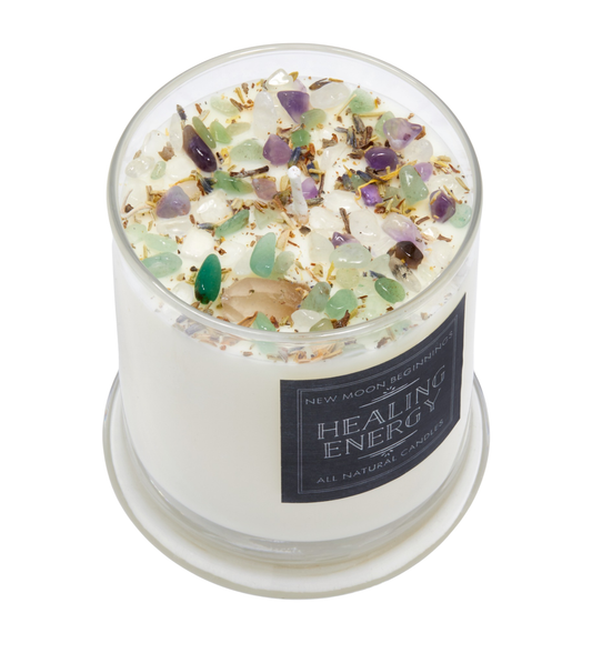 Healing Energy Candle - Herb, Flower, & Crystal Candles