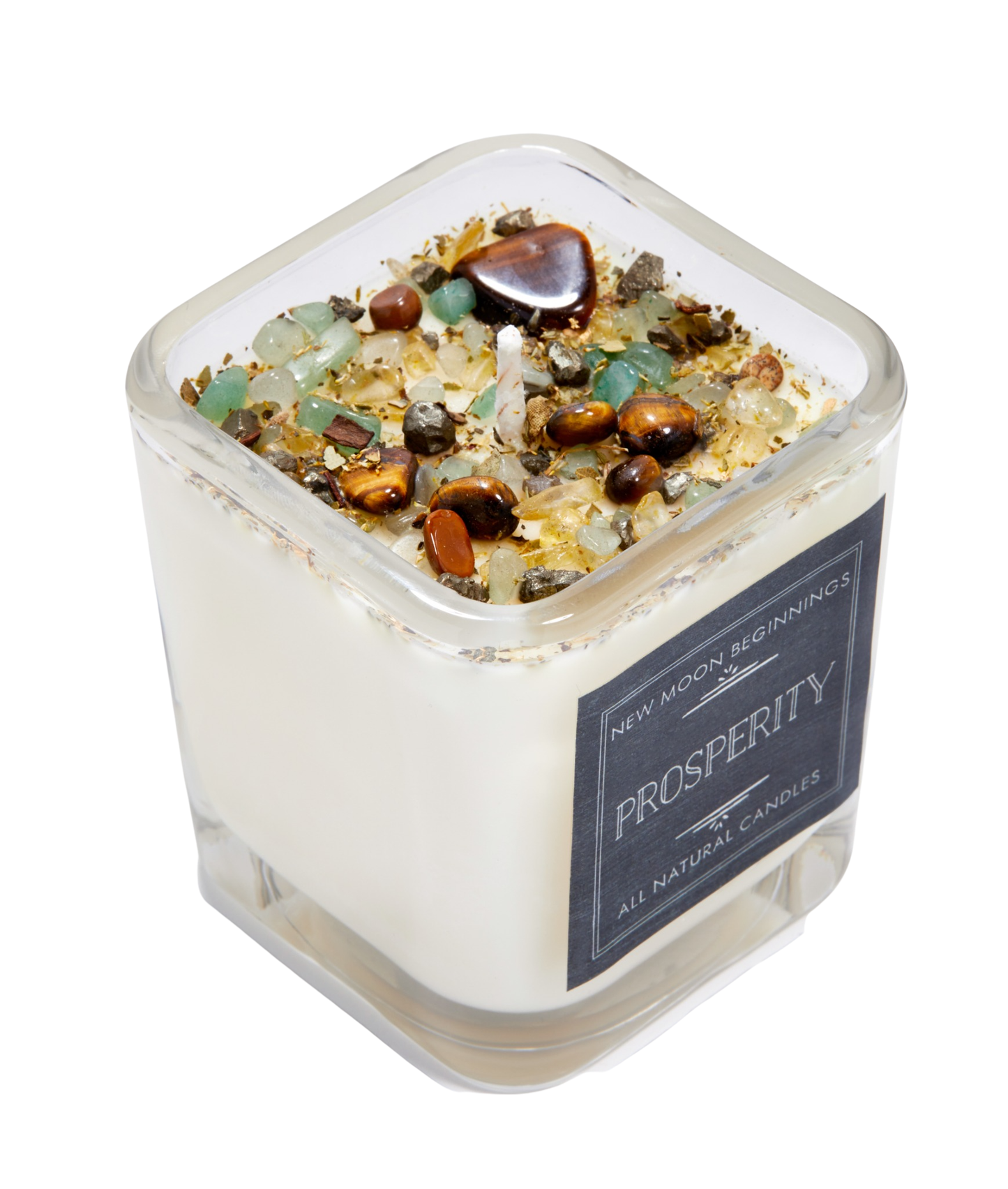 Prosperity Candle Round Tin - Soy Candles - Herb & Crystal Candle