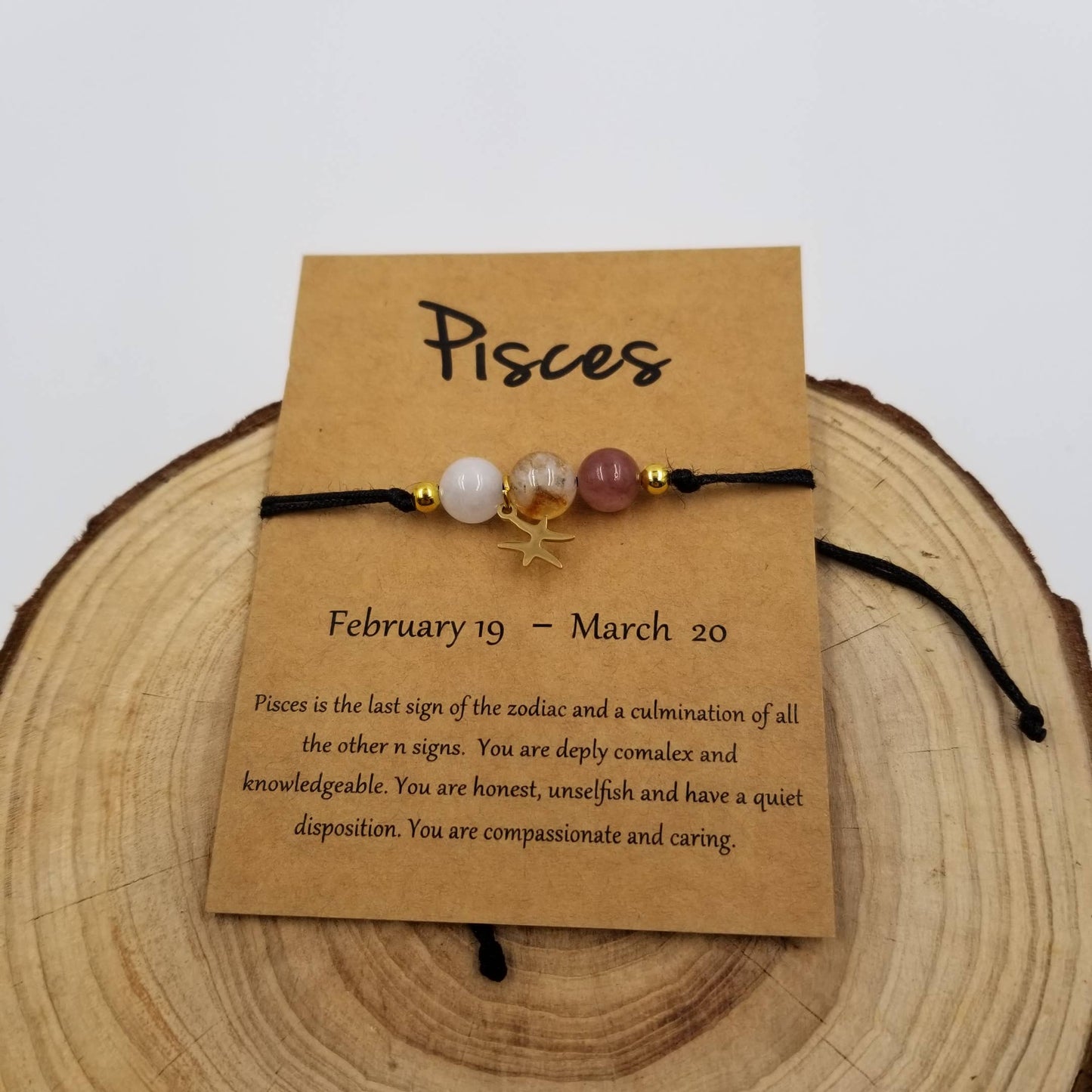 Natural Stone Chakra Bead Constellation Bracelet with Card