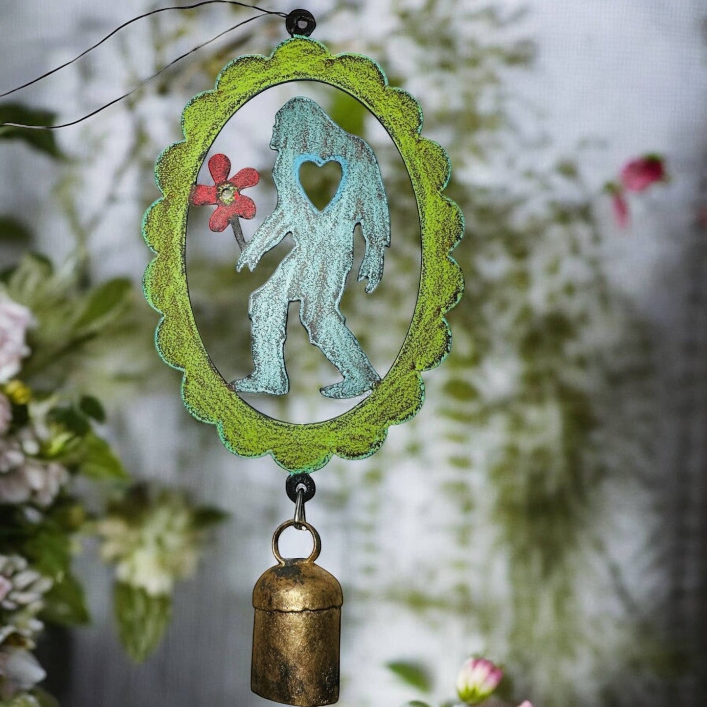 Bigfoot Flower Wind Chime Sasquatch bell Yeti Northwest souvenir  