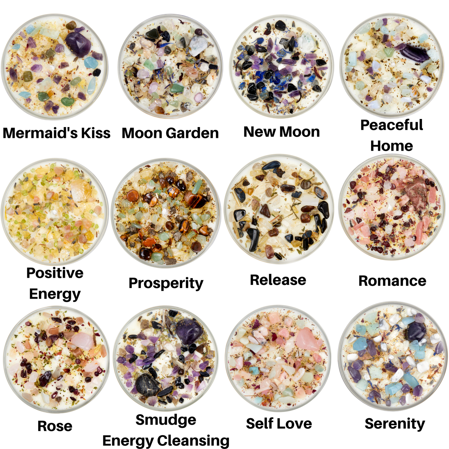 Crystal Cleansing Candles, Energy Candles 12oz Soy Candles Handmade