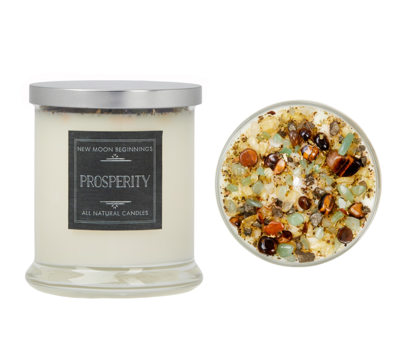 Prosperity Candle Round Tin - Soy Candles - Herb & Crystal Candle