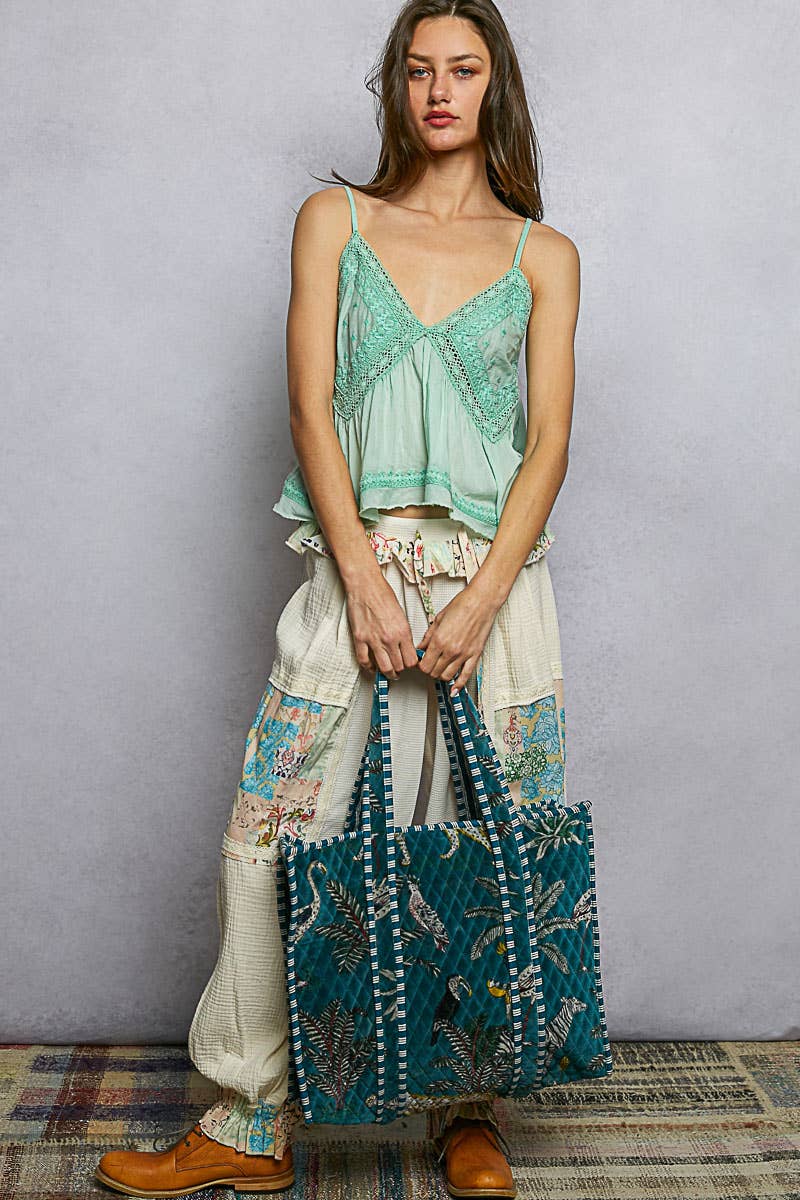 Quilted Large Everyday Tote Bag-POL