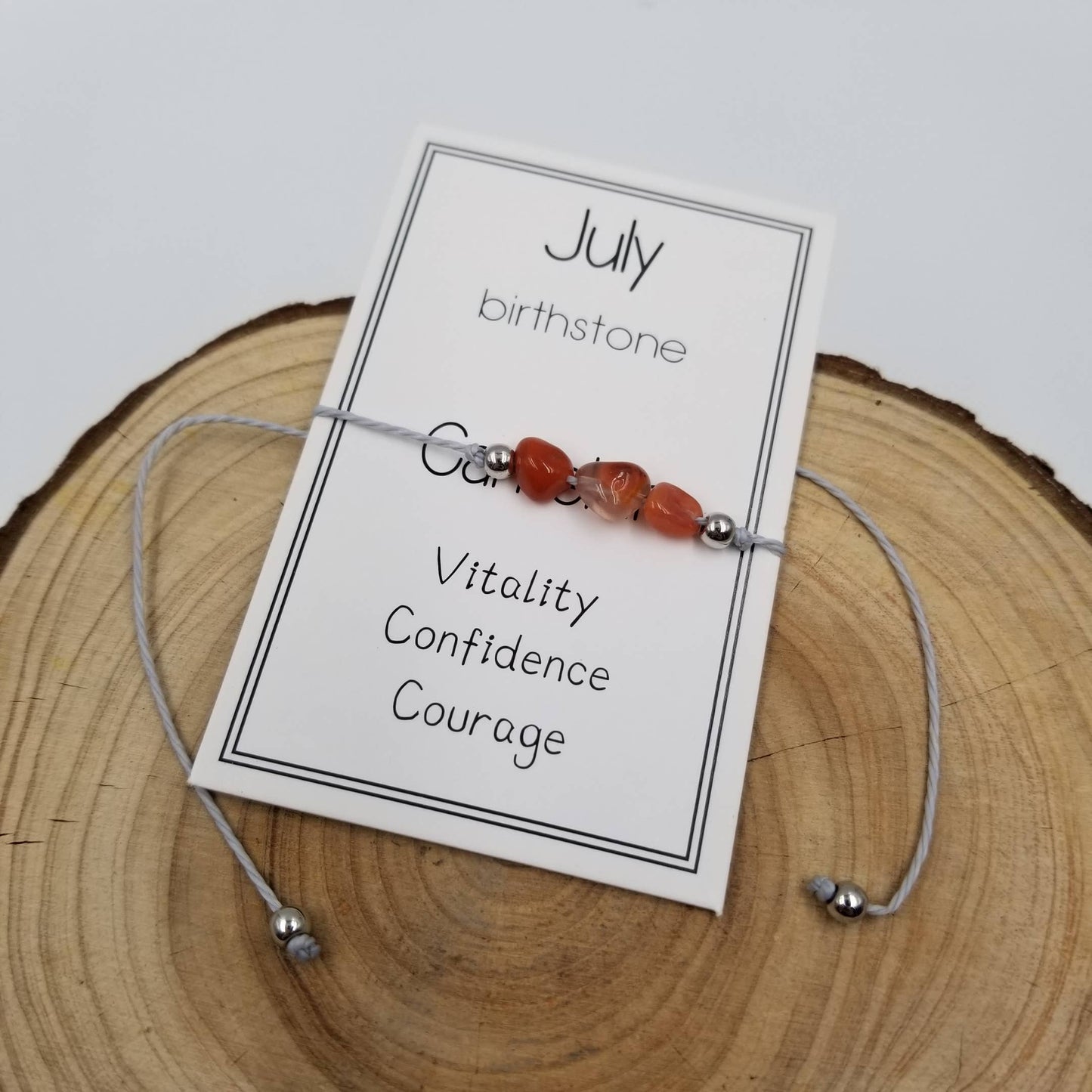 Handmade Birthday Stone Natural Stone Bracelet with Card