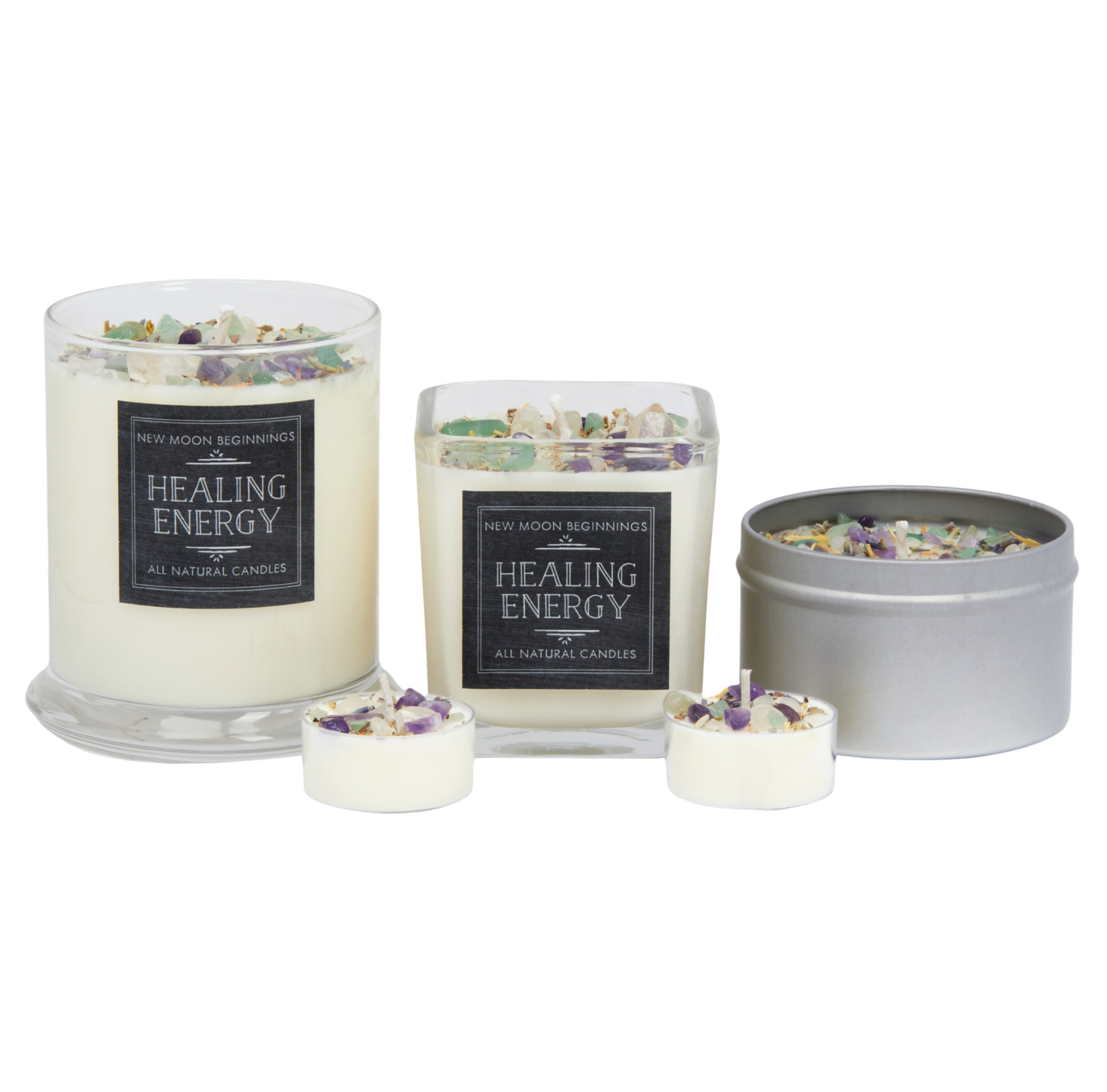 Healing Energy Candle - Herb, Flower, & Crystal Candles