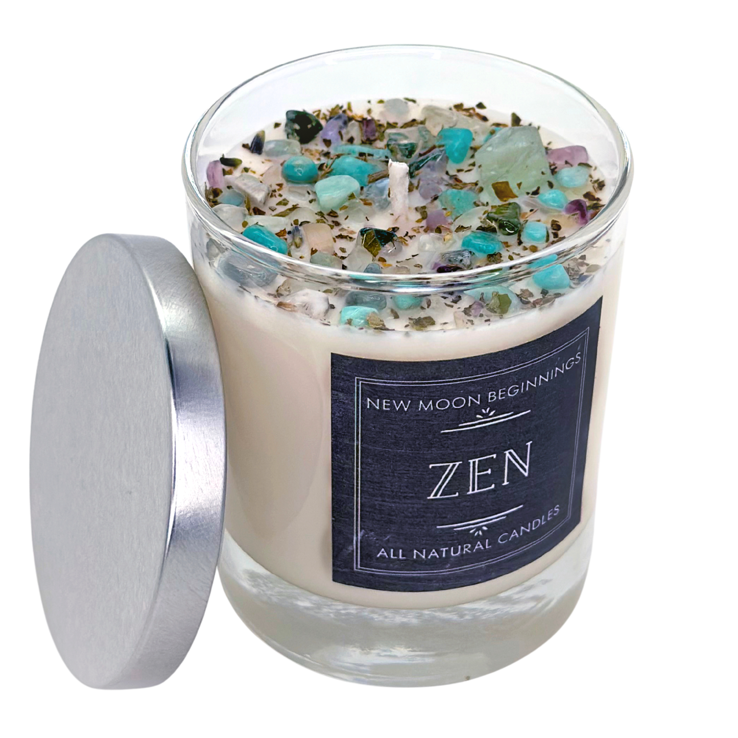 Zen Candle - Soy Candles - Herb, Flower, & Crystal Candle