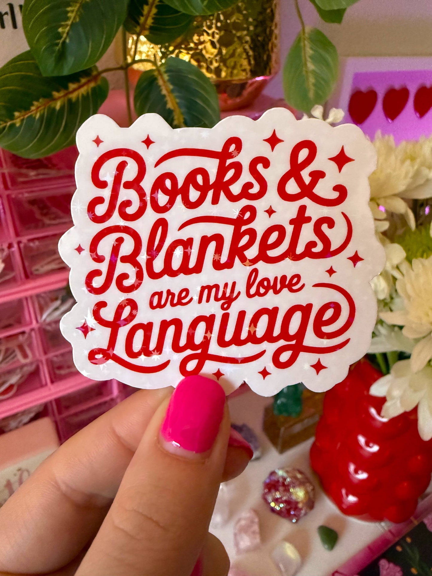 Books and blankets sticker (holographic)